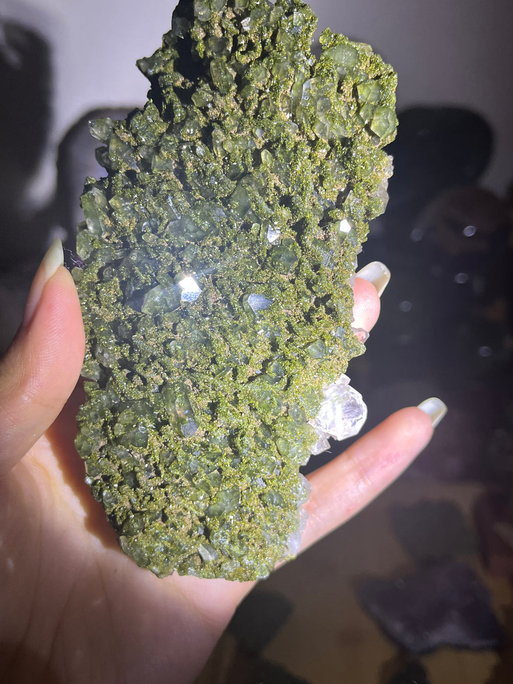 Epidote Cluster with Limonite Matrix & Clear Quartz | Turkey Raw Mineral Specimen